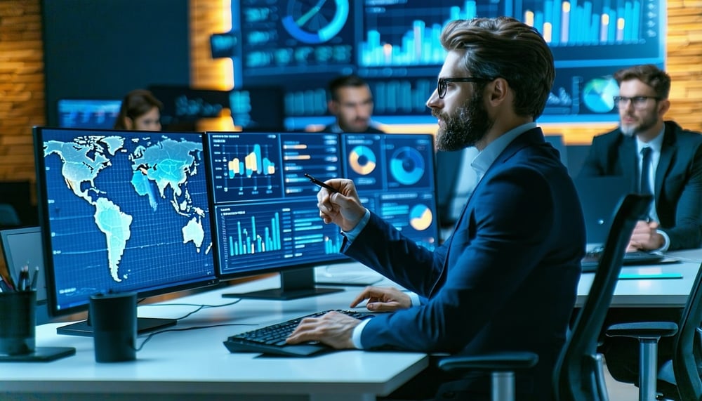 ICT consulting team analyzing business data ICT consulting team analyzing business data